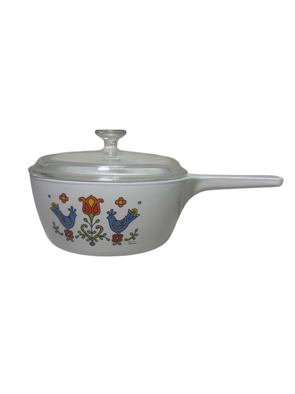 Corningware Menuette Saucepan Country Festival Friendship Birds Pyrex Lid 1.5 P